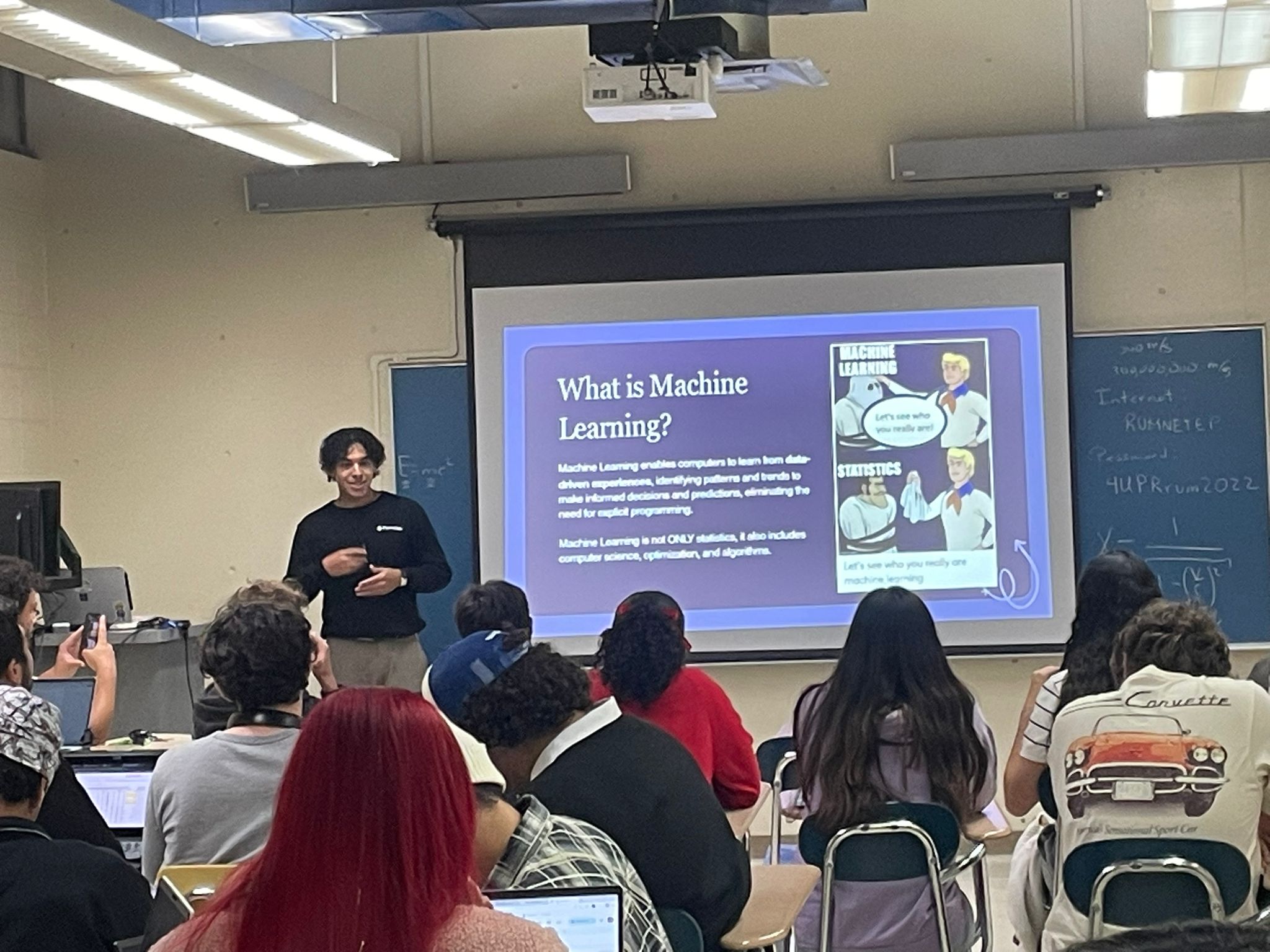 Me presenting machine-learning material